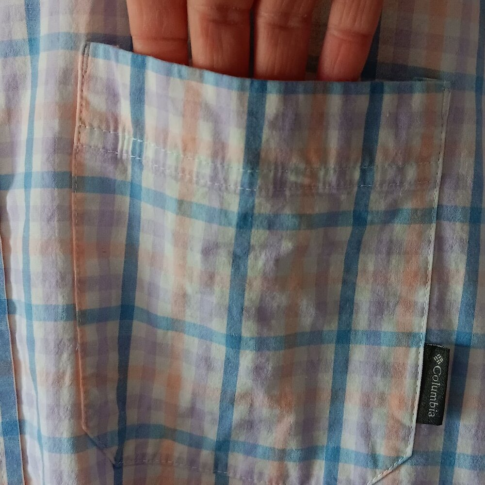 COLUMBIA Pastel Plaid Short Sleeved Button Down Shirt Size XXL - Picture 3 of 8